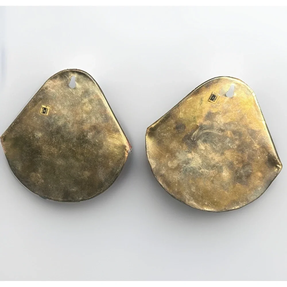 Vintage 2 Brass Wall Pocket Planter Hanger 70s/80s Scalloped Hollywood Regency